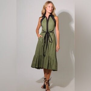 NWT! Kleid Celia Midi Green Tie Waist Dress Size Small